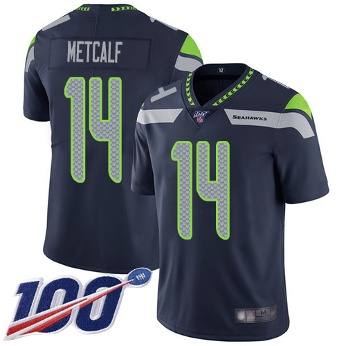 Seattle Seahawks Limited Navy Blue Men D.K. Metcalf Home Jersey NFL Football #14 100th Season Vapor Untouchable->youth nfl jersey->Youth Jersey